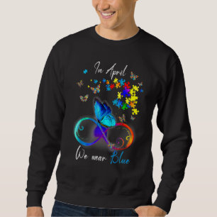 Sweatshirt Ruban Papillon En Avril Nous Portons L'Autisme Ble