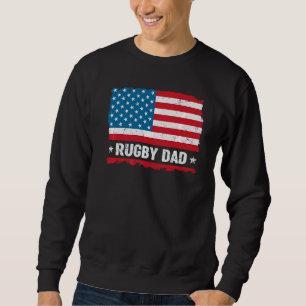 Sweatshirt Rugby Papa America Us Drapeau Patriote Vintage