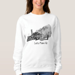 Sweatshirt sac de maquillage rétro avec slogan amusant noir e