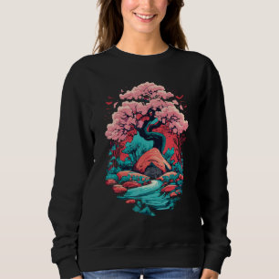 Sweatshirt Samurai Japonais Art Cherry Blossom Sakura Graphis