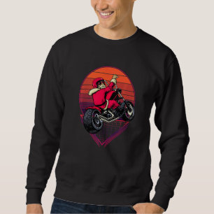 Sweatshirt Santa Claus à cheval une moto Retro Sunset Chri