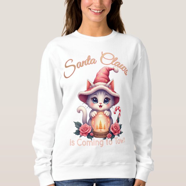 Sweatshirt Santa Claws - Cute Holiday Cat Design (Devant)