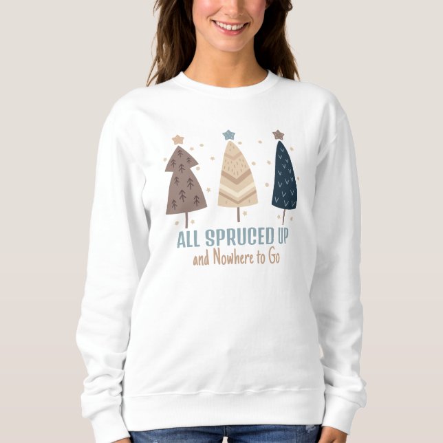 Sweatshirt Sapins de Noël de Style Boho de Couleur Neutre (Devant)