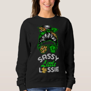 Sweatshirt Sassy Little Lassie Leopard Shamrock Bun Coin