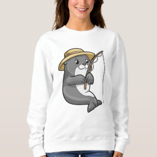 Sweatshirt Sceau à la pêche avec bâtonnet de pêche et Casquet