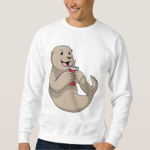 Sweatshirt Sceau avec Tasse avec Paille