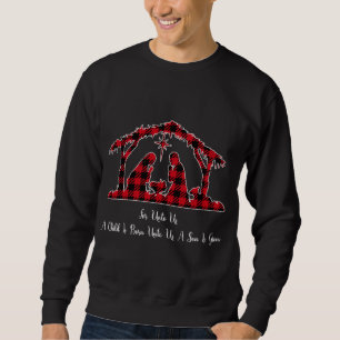 Sweatshirt Scène de la Nativité de Noël Costume Rouge Plaid I