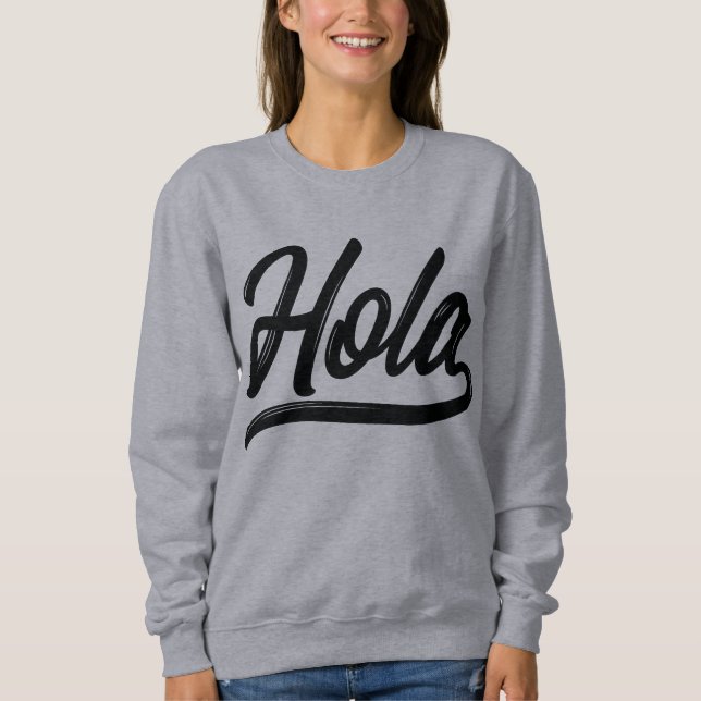 Sweatshirt Script Hola (Noir) (Devant)