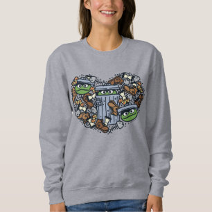 Sweatshirt Sésame Sésame   Oscar the Grouch Doodle Heart
