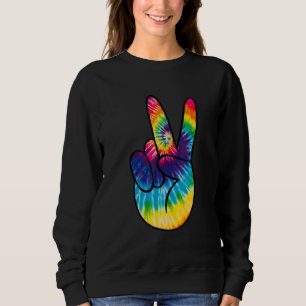 Sweatshirt Signe de paix Tie Dye à la main Hippies V 1