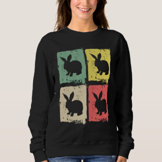 Sweatshirt Silhouette de lapin blanc Vintage Couleurs Rétro