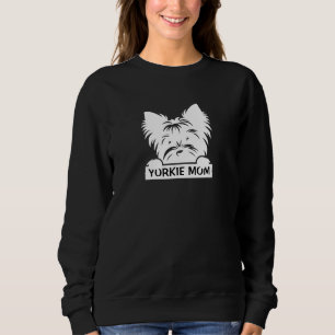 Sweatshirt Silhouette de Yorkie noir qui regarde Maman Yorkie