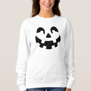 Sweatshirt Simple Visage de Citrouille Taillée en Silhouette