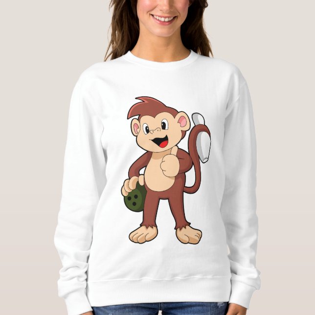 Sweatshirt Singe au bowling avec boule de bowling (Devant)