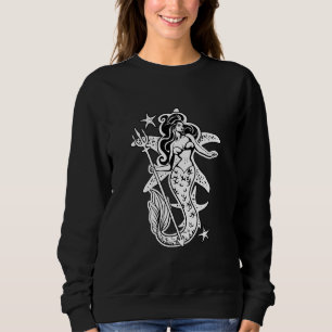 Sweatshirt Sirène Retro-Up Noir Et Blanc