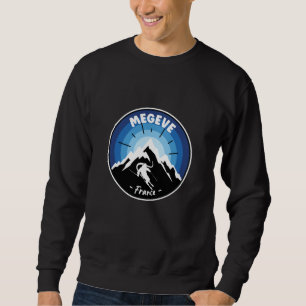 Sweatshirt Ski En Megeve France Bleu