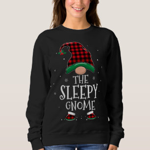 Sweatshirt Sleepy Gnome Xmas Famille Correspondant Rouge Plai