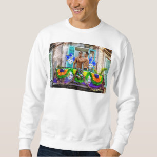 Sweatshirt SlipperyJoe's Mardi Gras Hommes violet or vert bal