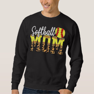 Sweatshirt Softball Maman Leopard Coeur Sport Fête des Mères