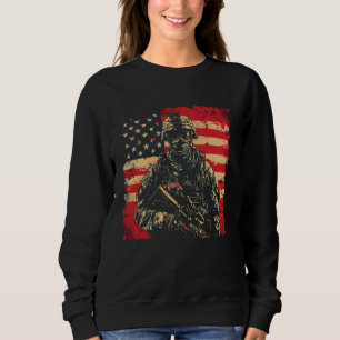 Sweatshirt Soldat du drapeau américain 4 juillet USA Fier Arm