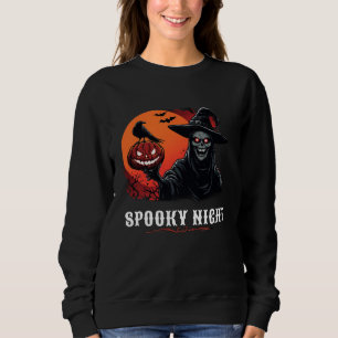 Sweatshirt Sorcière de pleine lune avec corbeau et citrouille
