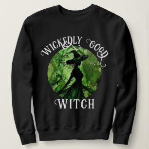 Sweatshirt Sorcière peinte méchamment bien en vert et noir