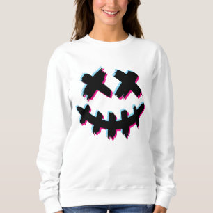 Sweatshirt Sourire Visage Glitch Effrayant Bonne Halloween