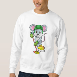 Sweatshirt Souris de hockey sur glace avec bâton de hockey su