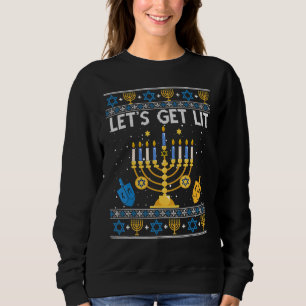 Sweatshirt Soyons Lit Hanoukka Ugly Jew Menorah Jewish Cha