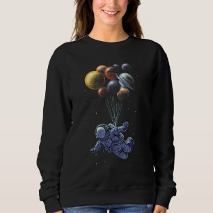 Sweatshirt Spa du système solaire de l'astronaute tenant des 