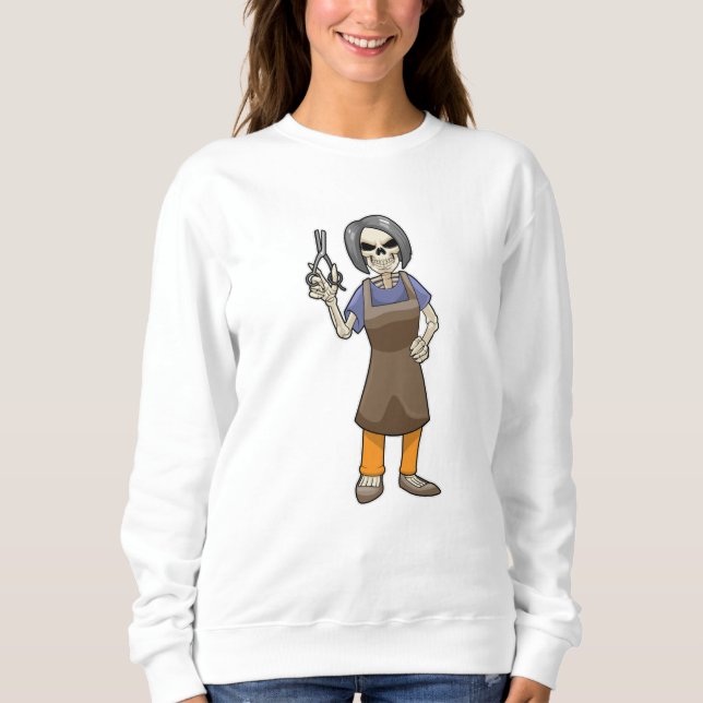 Sweatshirt Squelette coiffeur avec ciseaux (Devant)