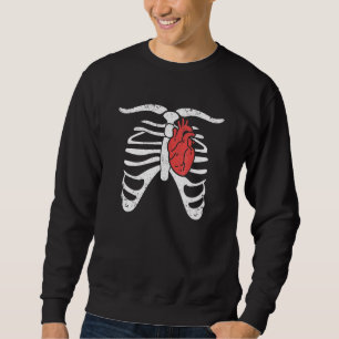 Sweatshirt Squelette Côtes Cœur Épouvantable Effrayant Hallow