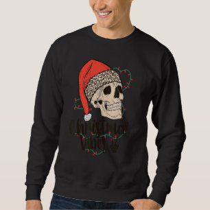 Sweatshirt Squelette Crâne Noël Vibes Léopard Chapeau de Père