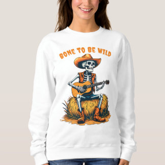 Sweatshirt Squelette de cowboy d'Halloween jouant de la guita