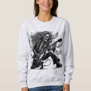 Sweatshirt Squelette Dynamique Rockstar Jouer Guitare Électri