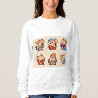 Sweatshirt Squirrels dressed in traditional Japanese kimono