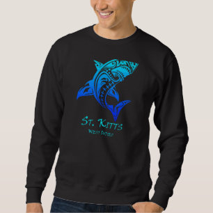 Sweatshirt St Kitts West Indies Vintage Retro Tribal Shark Va