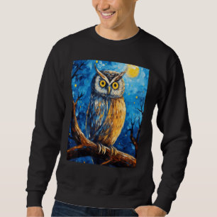 Sweatshirt Starry Night Owl van Gogh Peinture