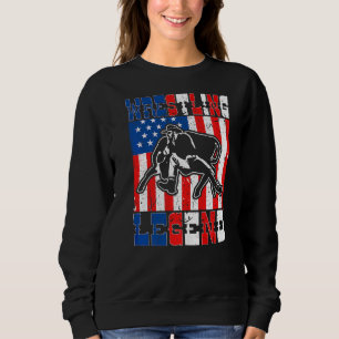 Sweatshirt Steer Wrestling Legend American Flag Rodeo Bulldog