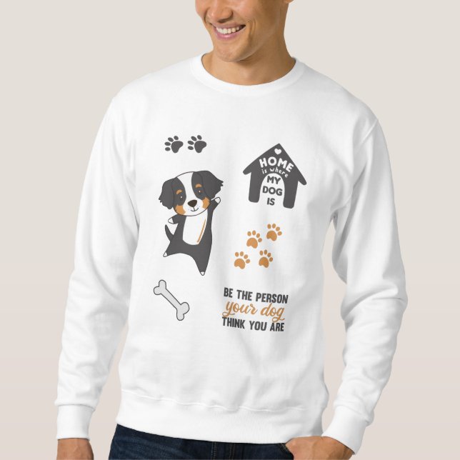 Sweatshirt Stick de chien mignon Set Bernese Mountain (Devant)