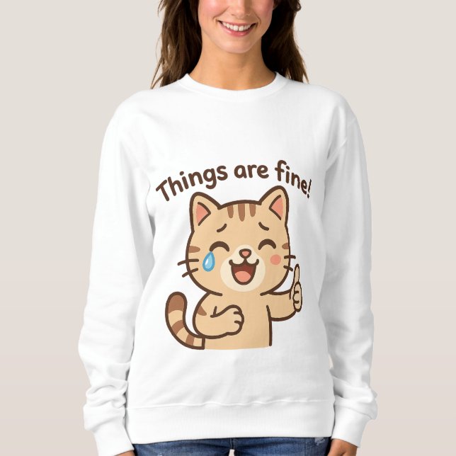 Sweatshirt Sticker en Pleurant - "Tout va bien !" Panier amus (Devant)