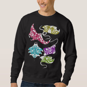 Sweatshirt Stingray Ocean Animal Hawaiian Tribal Freediving M