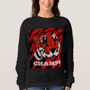 SWEATSHIRT STRIPES ORANGE ET NOIR