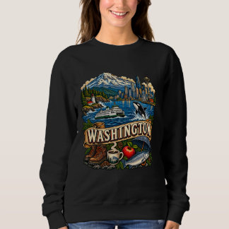 Sweatshirt Style de tatouage vintage Washington Seattle Coast