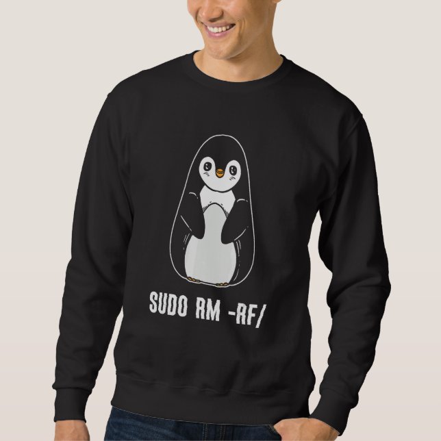 Sweatshirt sudo rm rf Programmeur d'ordinateur Linux (Devant)