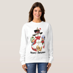 Sweatshirt Sueur vintage de bonhomme de neige de Noël et de