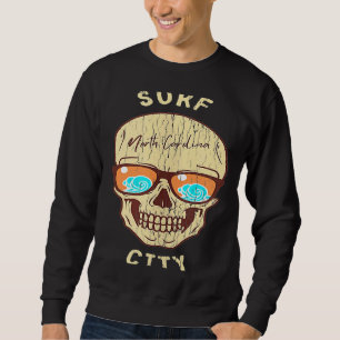 Sweatshirt Surf City NC Vacances d'été Crâne Sunglass