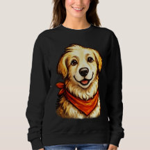 Sweat-shirt Chien Doré Heureux Dessiné à la Main