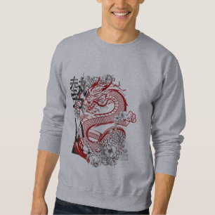 Sweatshirt Sweat-shirt homme Dragon Rouge Japonais