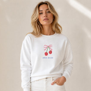 Sweatshirt Sweat-shirt Nœud Coquette Cerise Illustration Mi